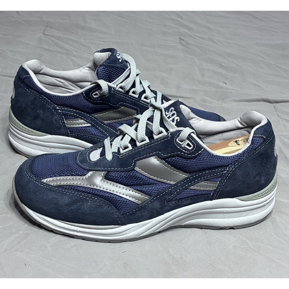 SAS Journey Mens Size 9.5 W Wide Walking Shoes Blue Suede Sneakers